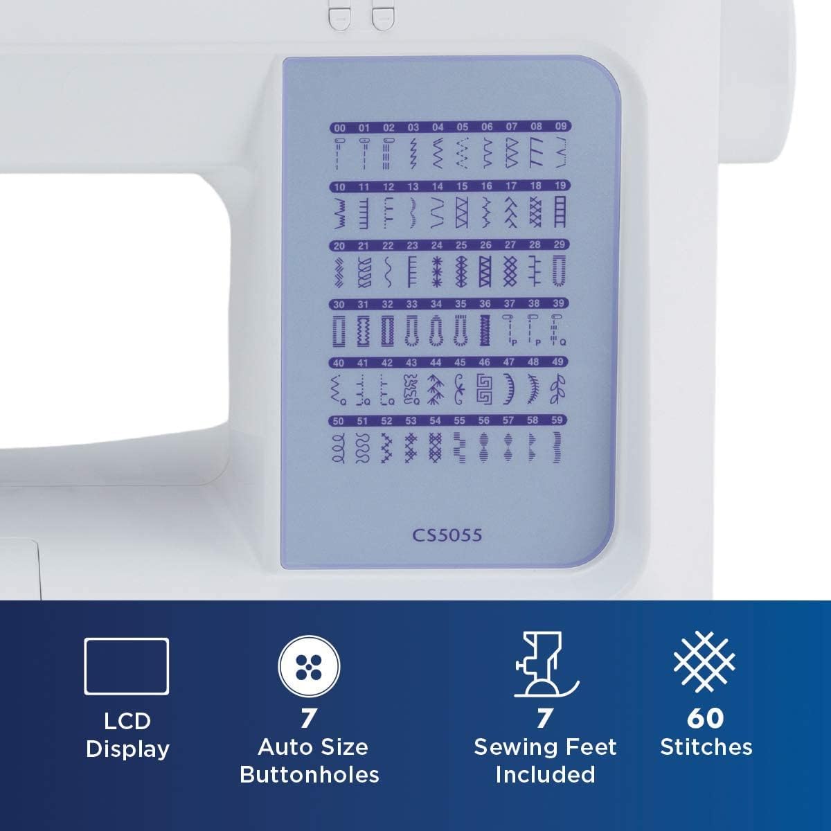 Brother CS5055 computerized sewing machine, 60 built-in stitches, LCD display wourant