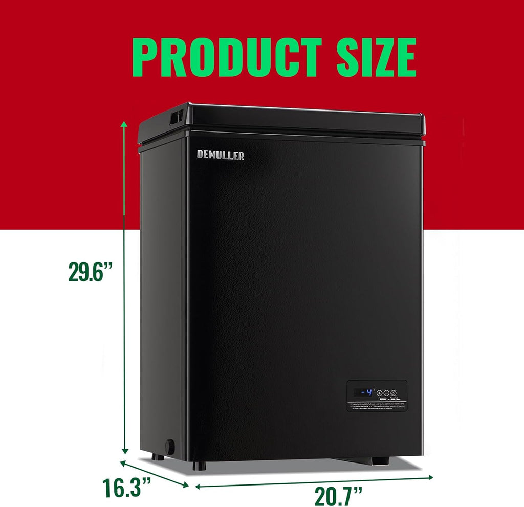 Chest Freezer 5.0Cubic Feet Deep Freezer Freestanding Freezers Removable Stainless Steel Basket wourant
