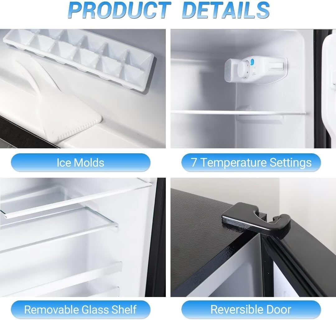 Apartment Size Refrigerator, 3.5 Cu.Ft Samll Refrigerator with Freezer Suitable for Home and Apartments, Freestanding wourant