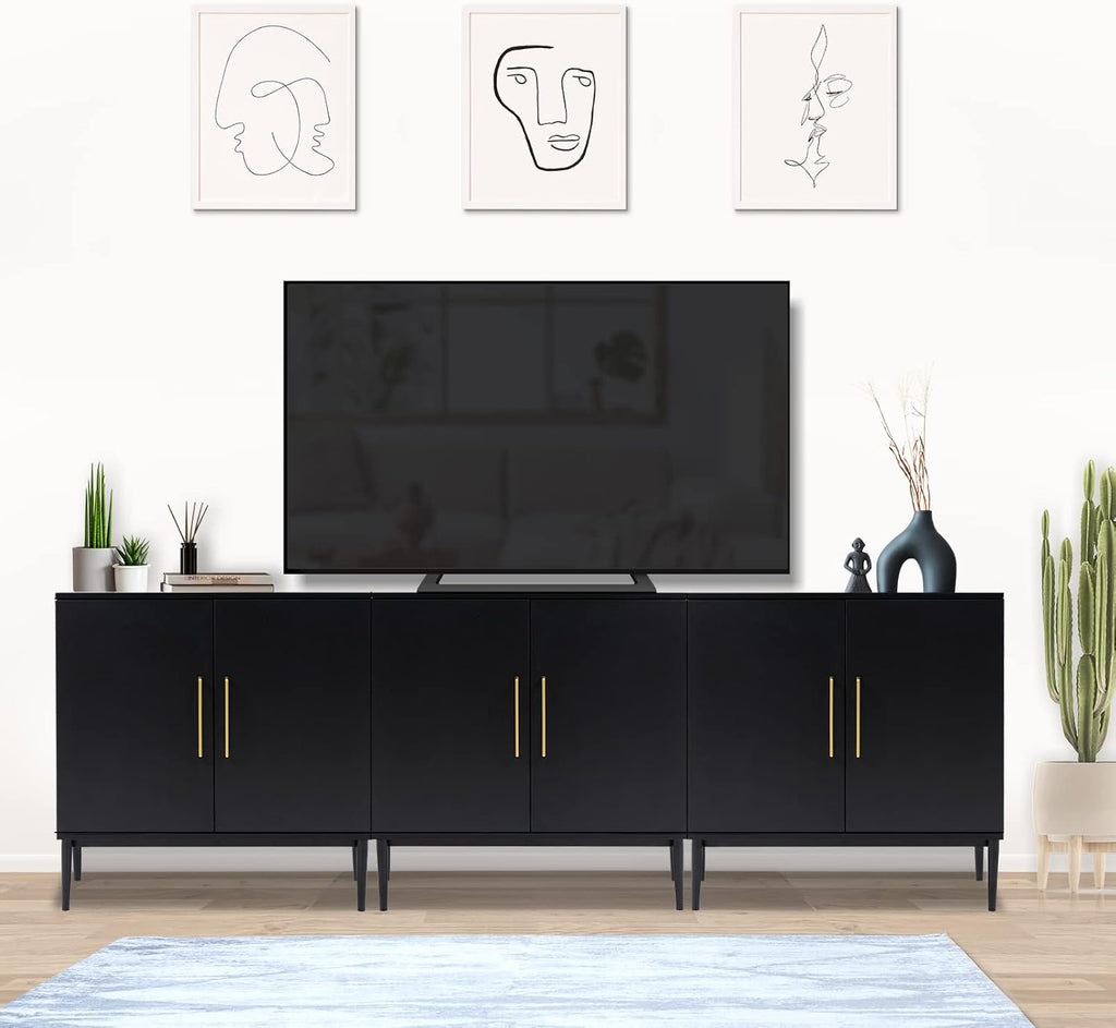Free Standing Cabinet Black Wood for Living Room, Bedroom, Dining Room, Hallway, Entryway wourant