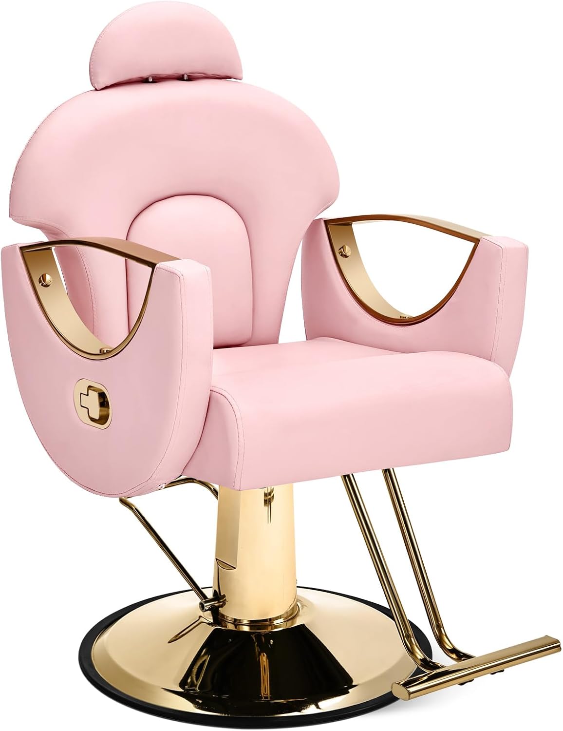 Artist Hand Salon Chair Reclining Barber Chair Oversized Hydraulic Pump Heavy Duty Hair Salon Chair 360 Degree Swivel Hair Chair for Hair Stylist, Beauty Spa Equipment Max Load 400 LBS, Black and Gold wourant