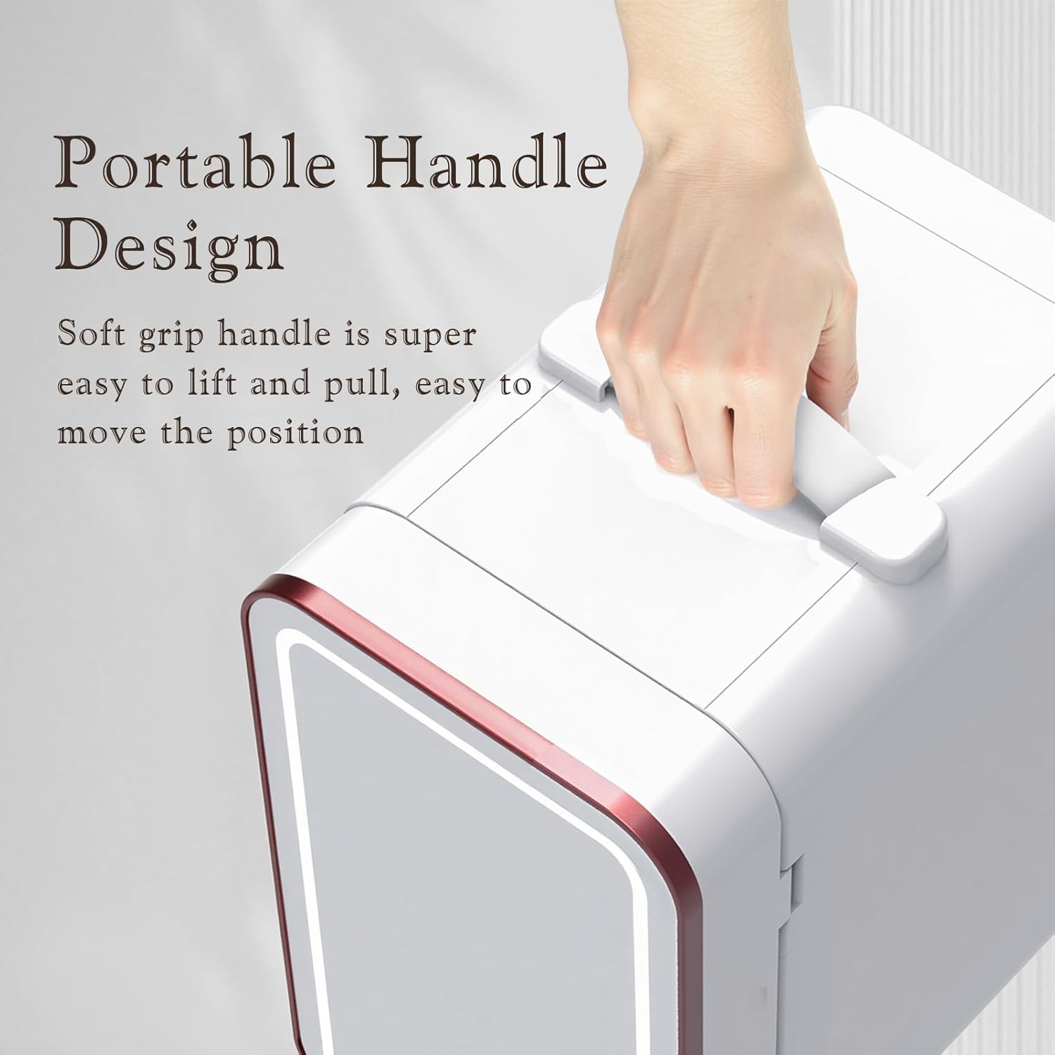 Skincare Fridge, 6L/10 Can Mini Fridge for Bedroom with Dimmable LED Mirror, Portable Cooler & Warmer Small Compact Refrigerator for Skincare, Cosmetics, Bedroom and Office, White wourant
