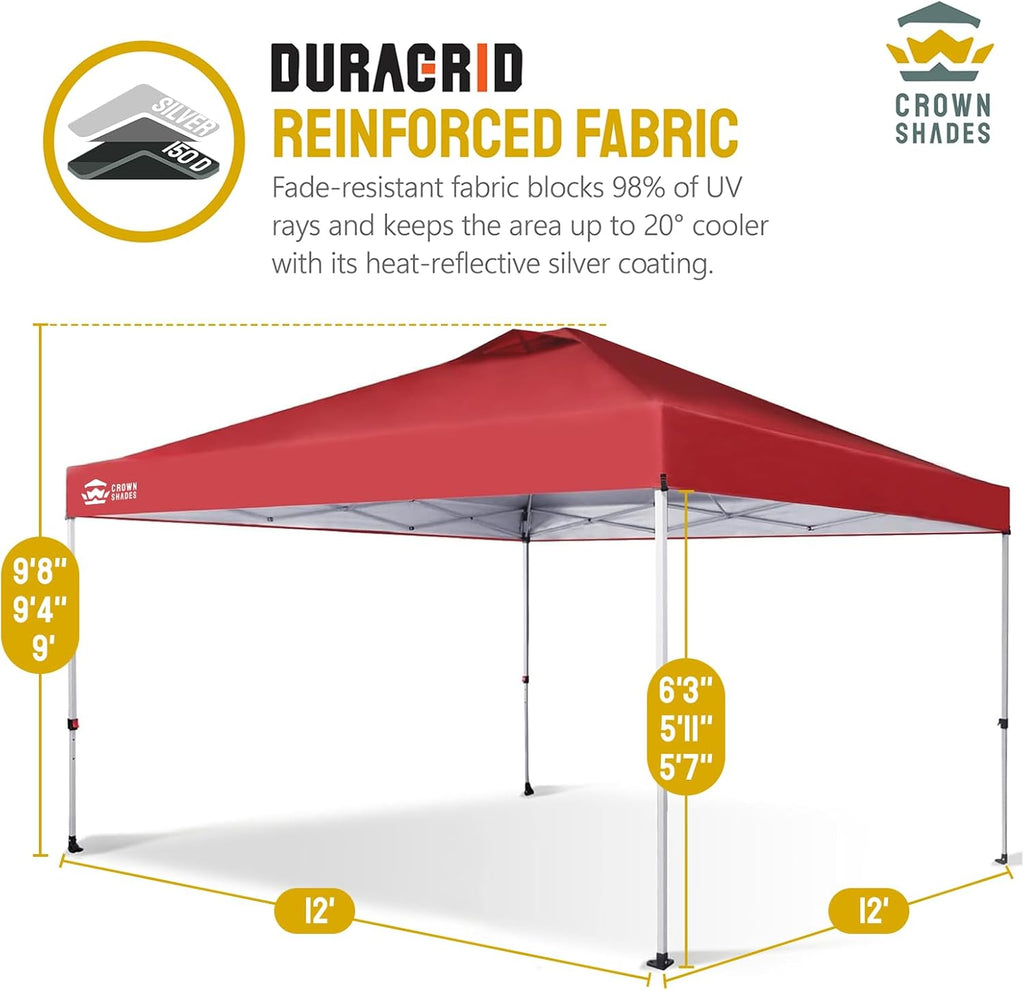 10x10 Pop-Up Awning - One-Click Installation Beach Tent - Outdoor Sunshade Silver Coated Top, 3 Heights and 4 Sand Pockets wourant