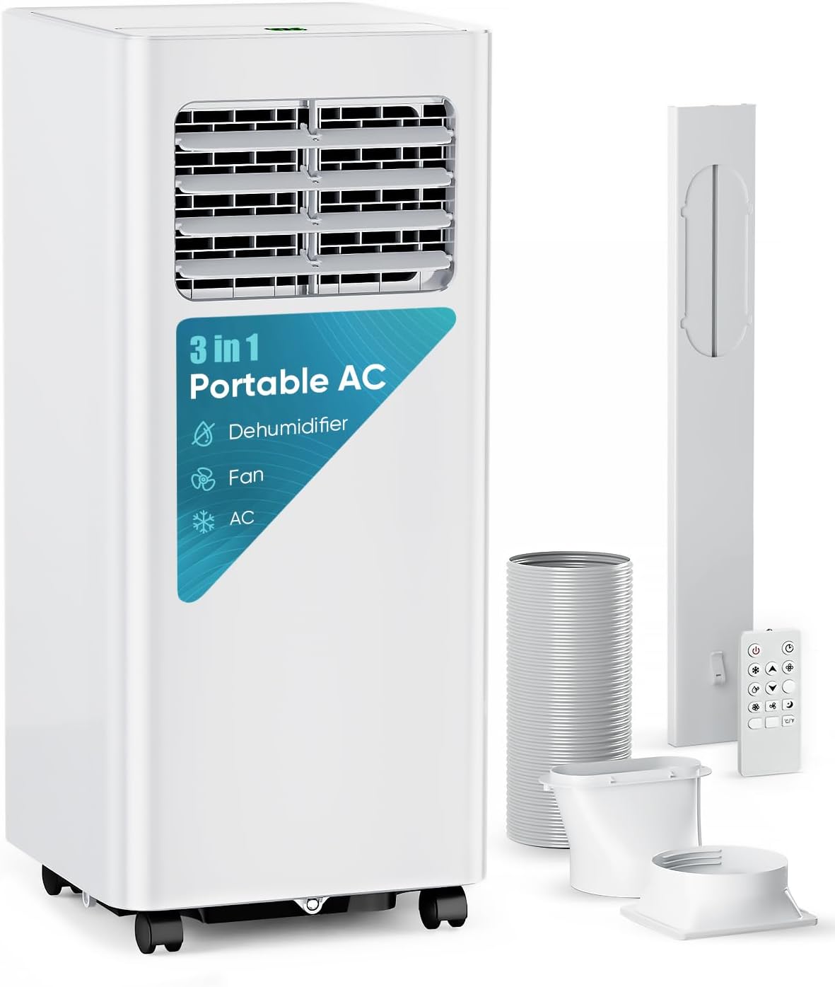 8,000 BTU Portable Air Conditioner - 3-in-1 AC Unit with Remote Control, Ultra-Quiet Cooling for Rooms up to 350 sq. ft., 24H Timer, Sleep Mode wourant