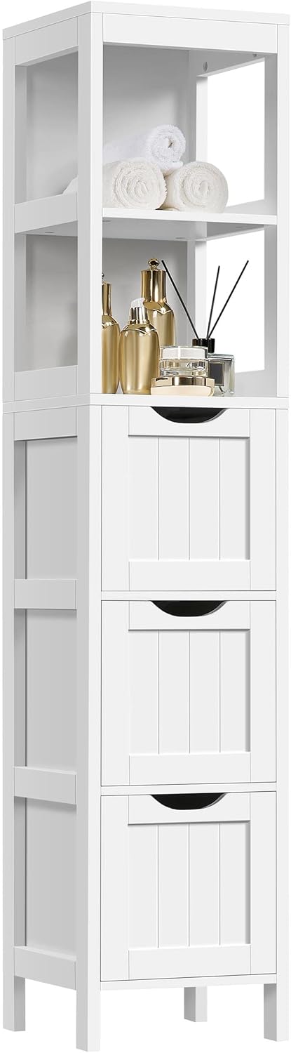 Yaheetech Bathroom Floor Cabinet, Wooden Storage Cabinet with 2 Drawers, Multifunctional Side Organizer Rack Stand Table, White wourant