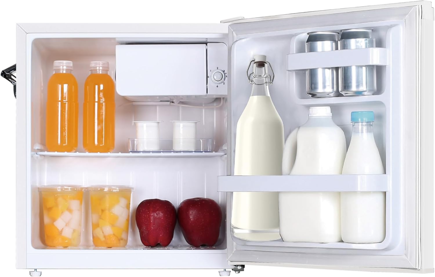 Frigidaire EFR176 Retro Compact Fridge with Chiller Mini Refrigerator with Built-in Bottle Opener for Office, Bedroom, Dorm Room or Cabin, 1.6 cu ft 16" D x 18" W x 18.5" H, Moonlight wourant