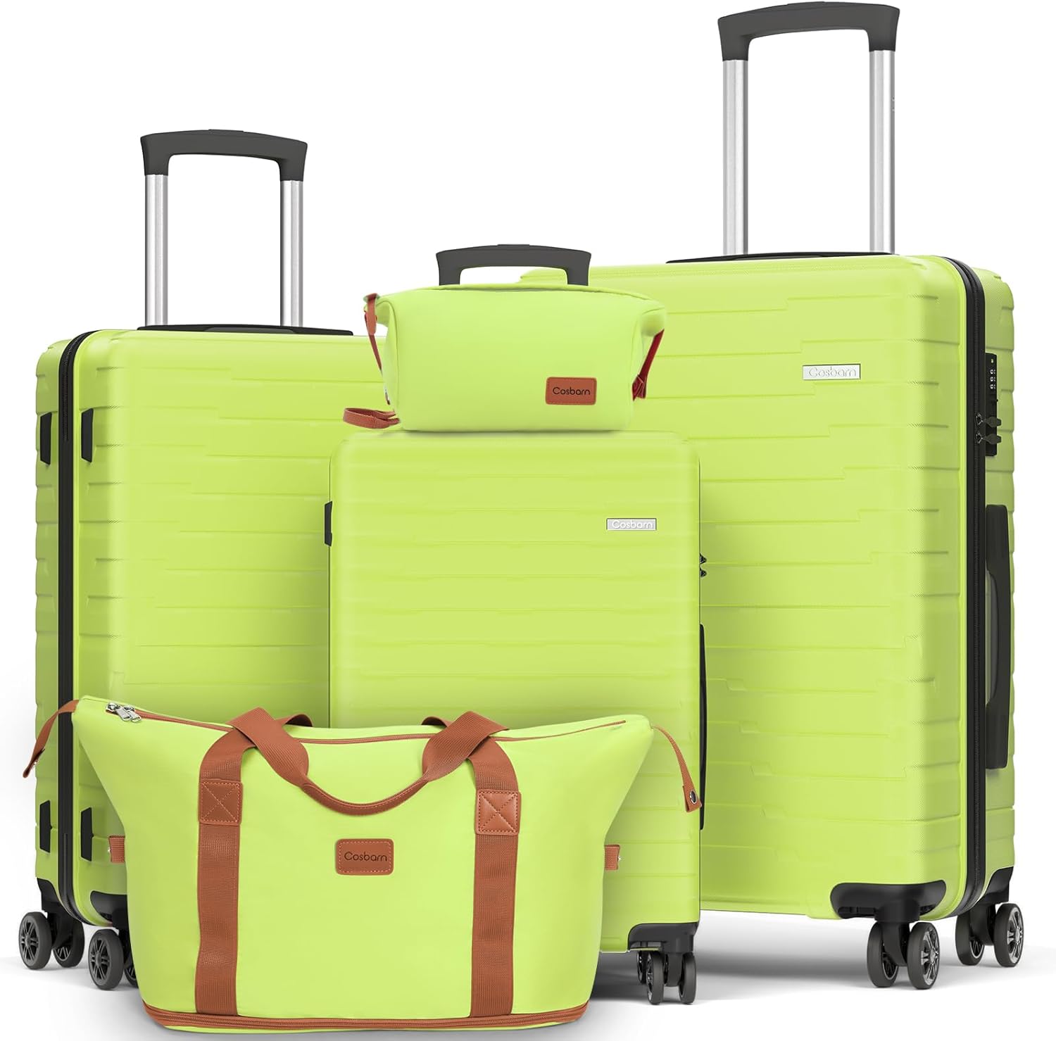 5-piece luggage set with wheels, ABS hardshell suitcase with spinner wheels wourant