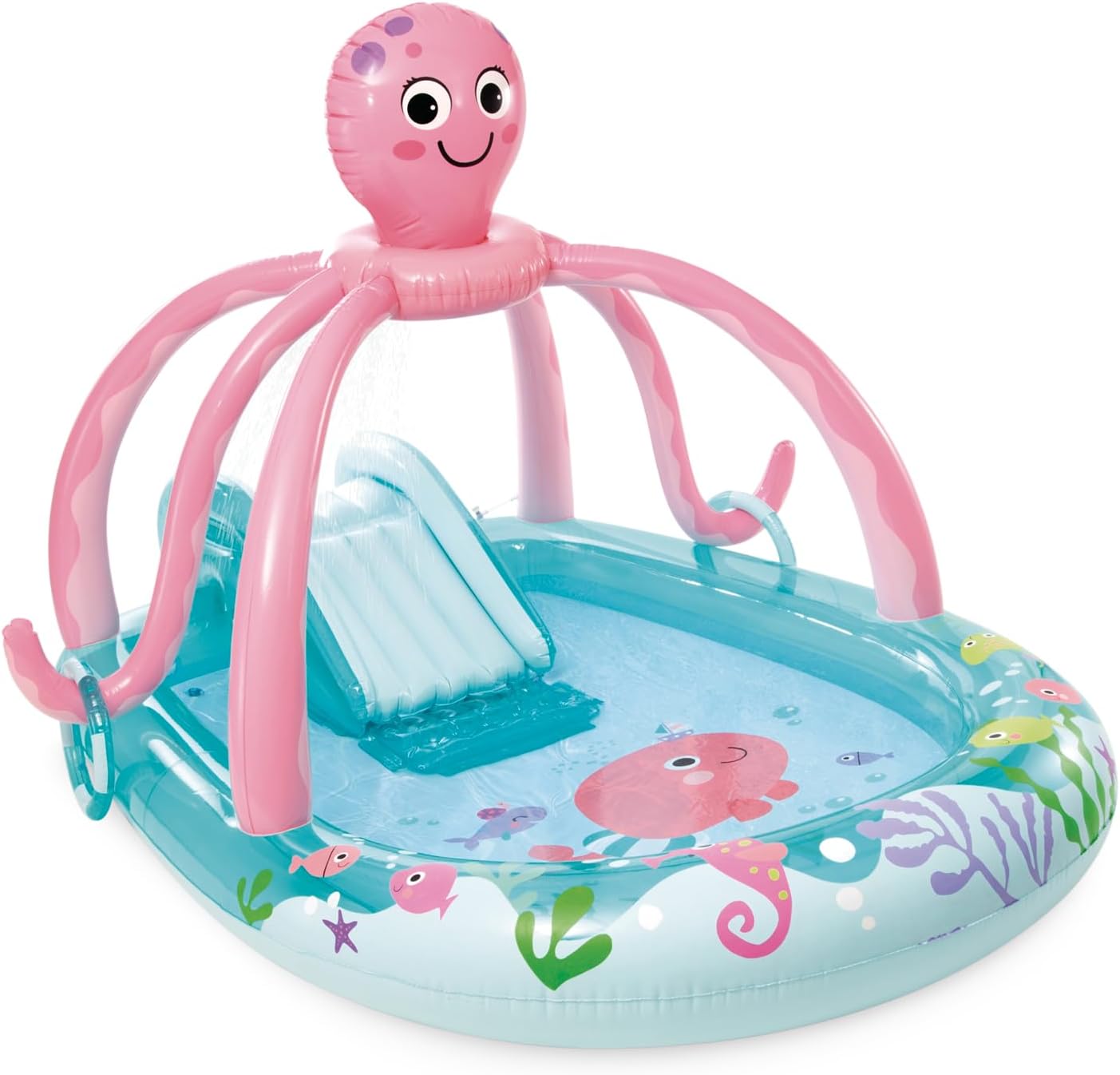 Intex 96" x 78" x 28" Inflatable Jungle Adventure Play Center Spray Kiddie Pool - Backyard Kids Water Slide, Outdoor Blow-Up Splash Pad for Toddlers wourant