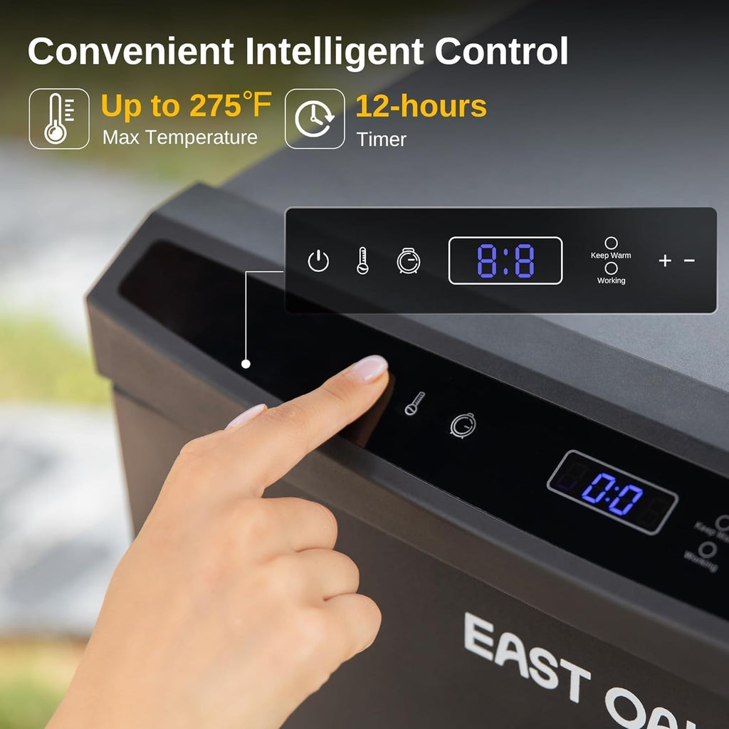EAST OAK 30" Outdoor Electric Smoker | Built-in meat probe, smokes up to 6 times longer in a single load, side loader for uninterrupted smoking wourant