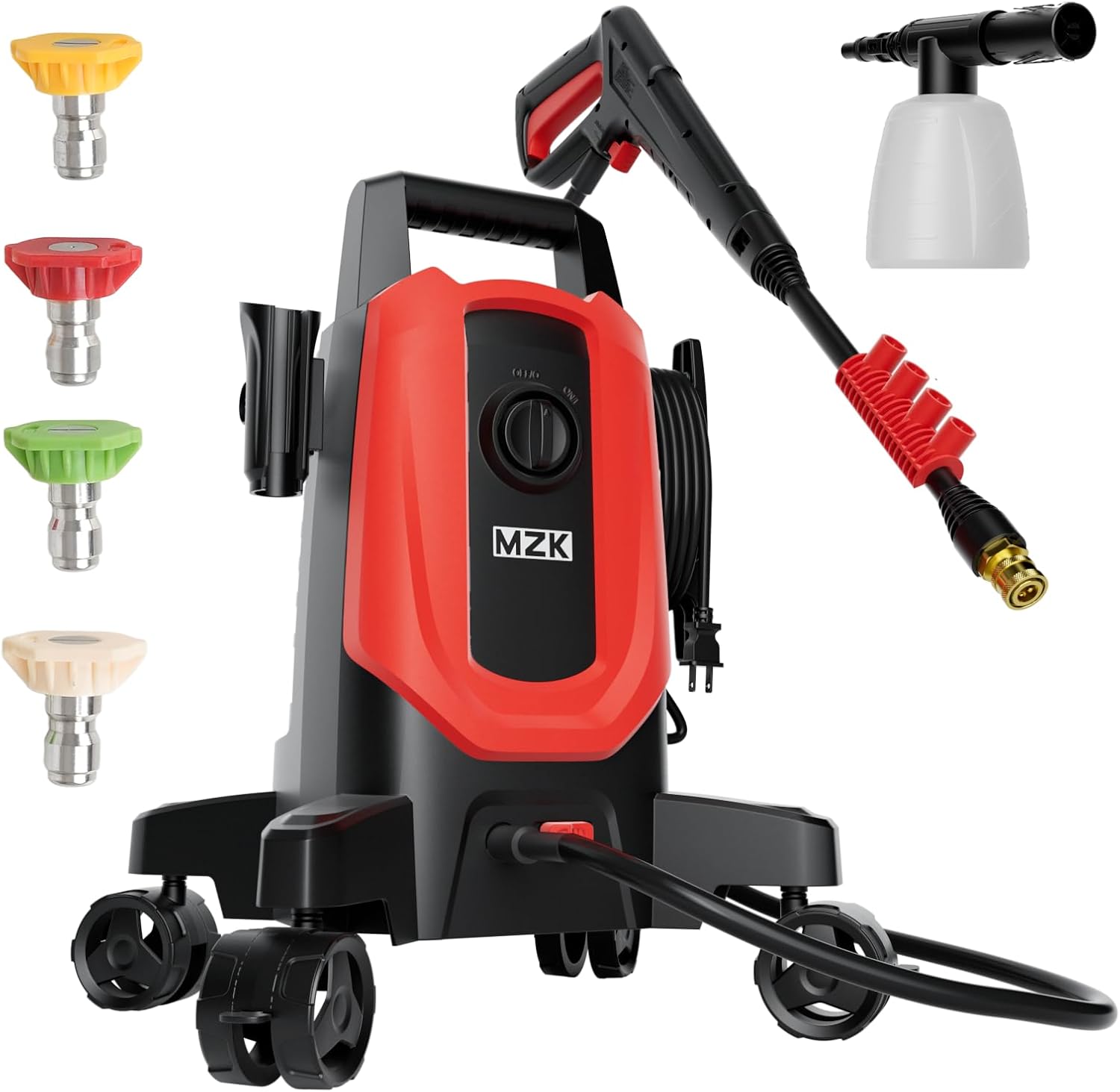 MZK electric high-pressure cleaner with 360° quick-connect nozzle and easily replaceable foam cannon wourant