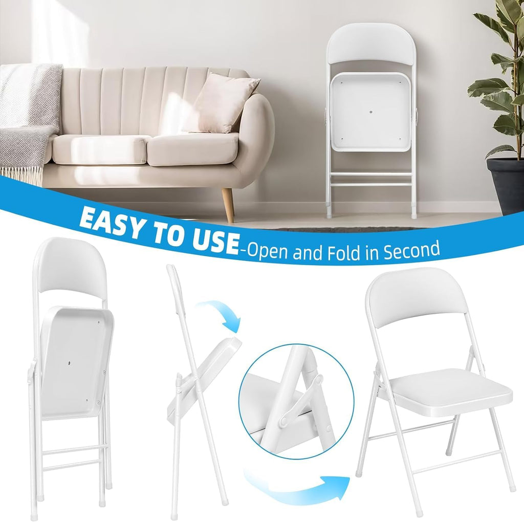 6 Pack Black Folding Chairs with Leather Chairs for Indoor and Outdoor Events Office Wedding Party Upholstered Chairs wourant