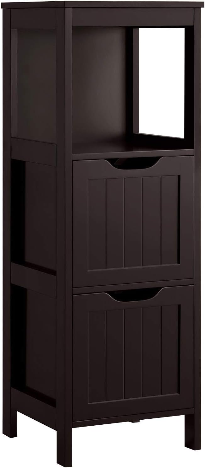 Yaheetech Bathroom Floor Cabinet, Wooden Storage Cabinet with 2 Drawers, Multifunctional Side Organizer Rack Stand Table, White wourant