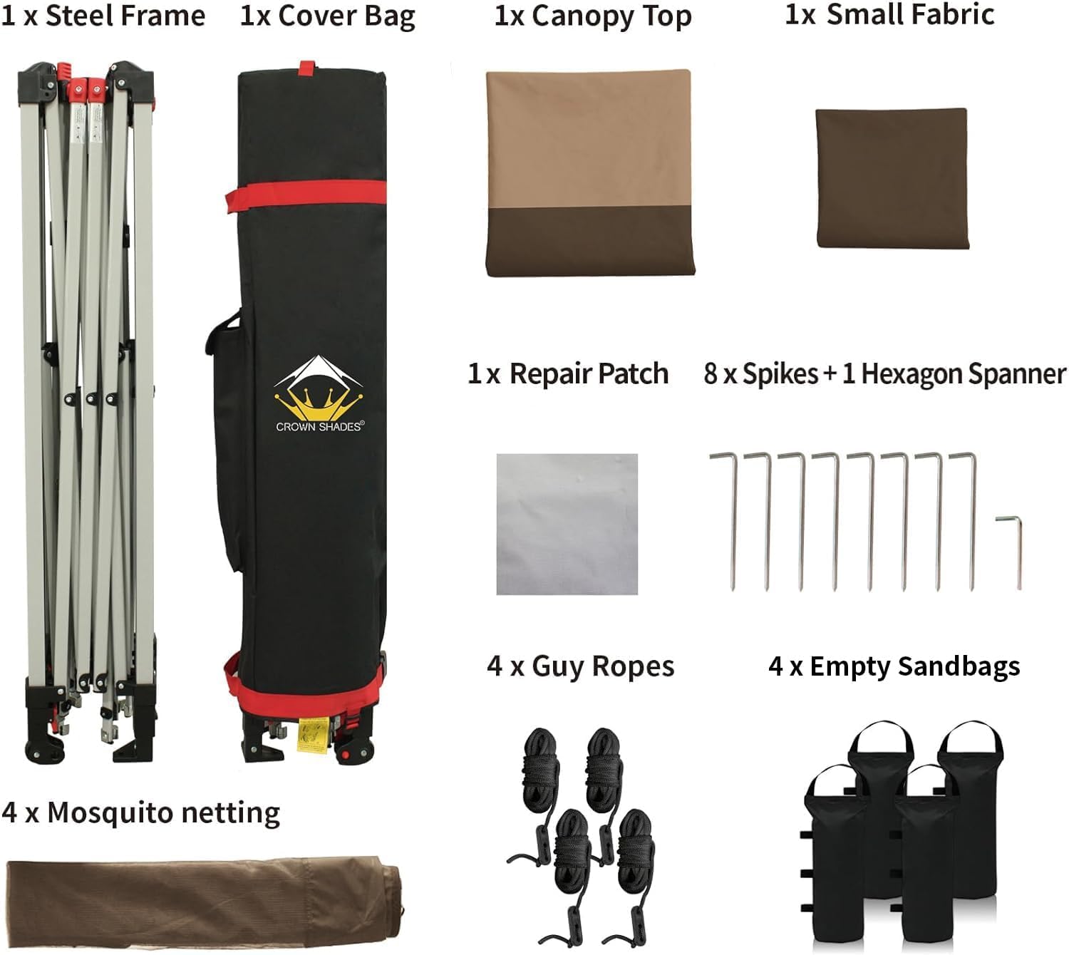 CROWN SHADES 13x13 Pop Up Gazebo, Canopy Tent, Gazebos on Clearance - Outdoor Gazebo for Backyard & Patio Furniture - Carpa Pop Up Tent with Wheeled STO-N-Go Cover Bag (White) wourant