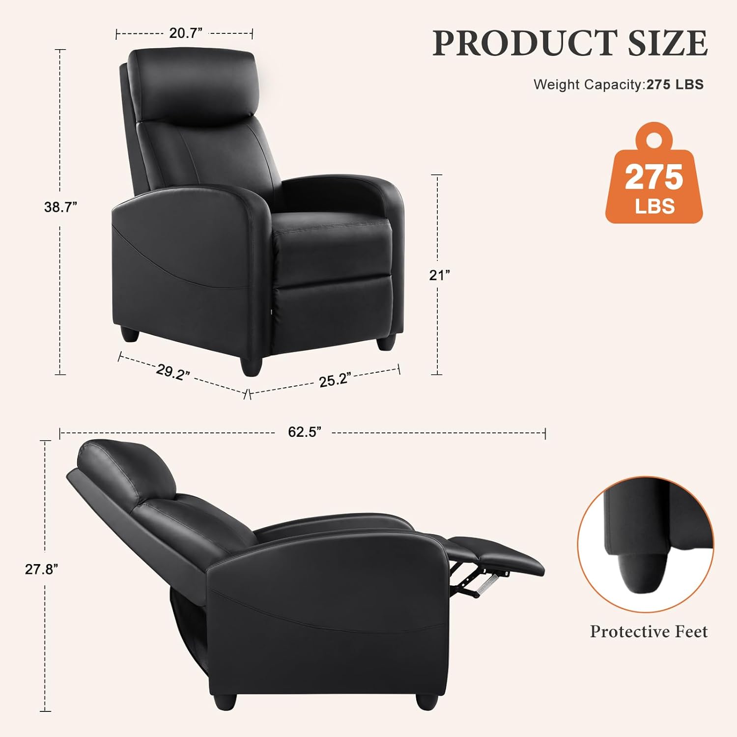 Sweetcrispy Recliner Chair, 360 Swivel Rocker Chair for Adults, Glider Rocker Recliners, Nursery Chairs for Living Room, High Back, Upholstered Deep Seat, Classical Brown wourant