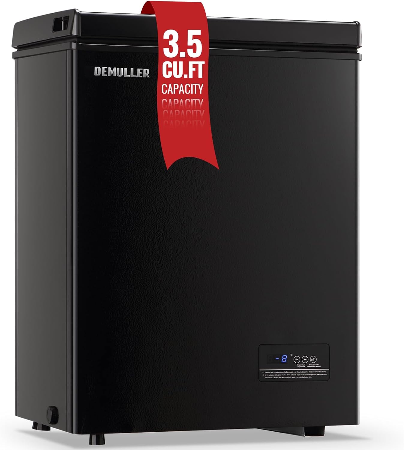 Chest Freezer 5.0Cubic Feet Deep Freezer Freestanding Freezers Removable Stainless Steel Basket wourant