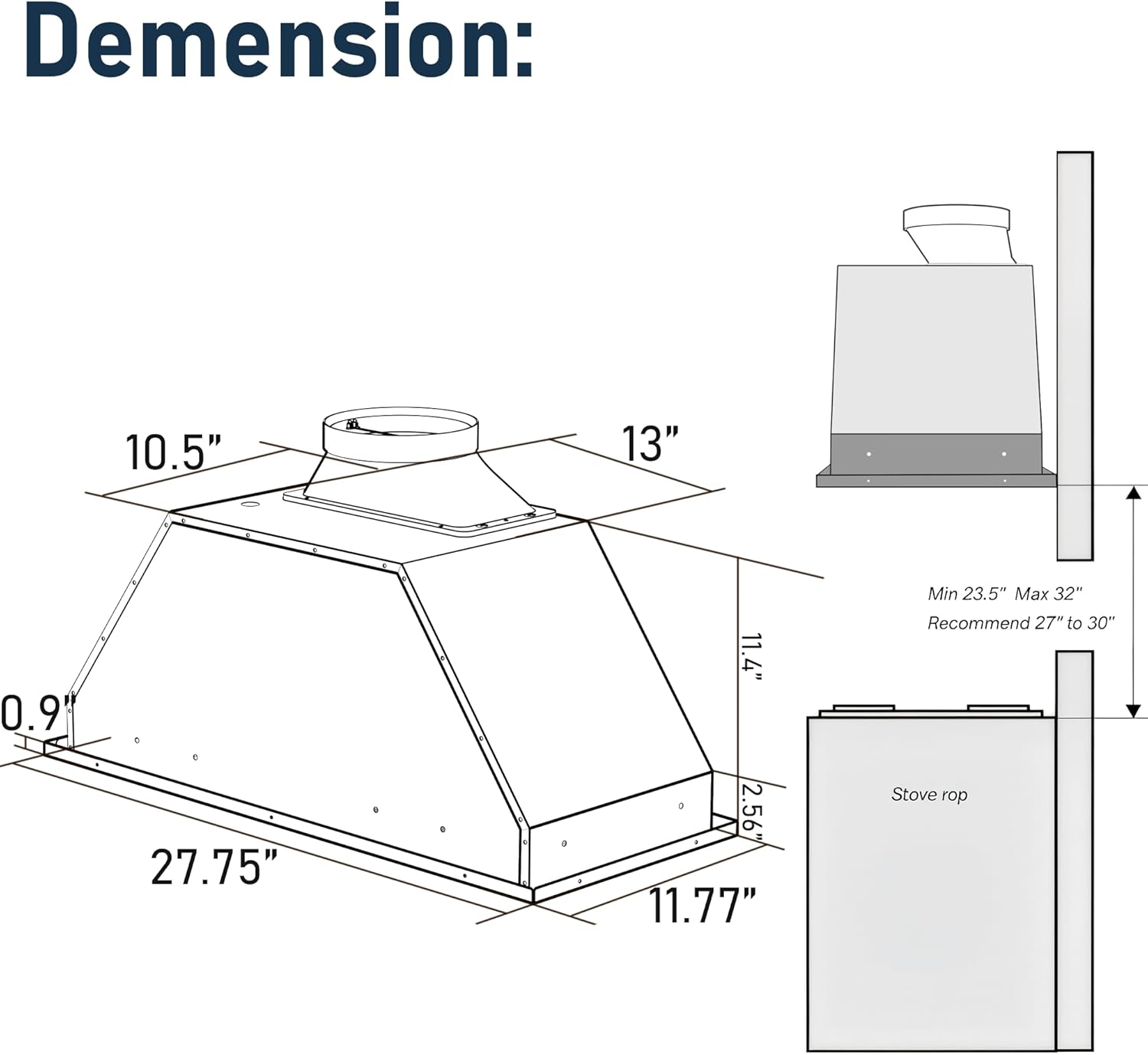 IKTCH 30" Built-in/Plug-in Range Hood 900 CFM, Ducted/Ductless Convertible Ducted, Stainless Steel Kitchen Range Hood wourant