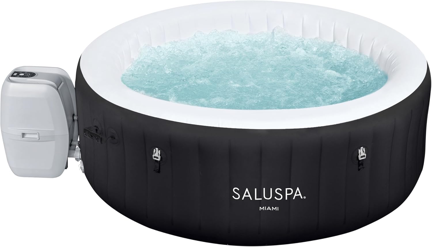 Bestway SaluSpa Miami EnergySense AirJet Inflatable Hot Tub Spa (71" x 26") | Portable Hot Tub with 2 Covers (1 Energy-Efficient Thermal Cover and 1 Standard Cover) | Fits Up to 2-4 Persons | Black wourant