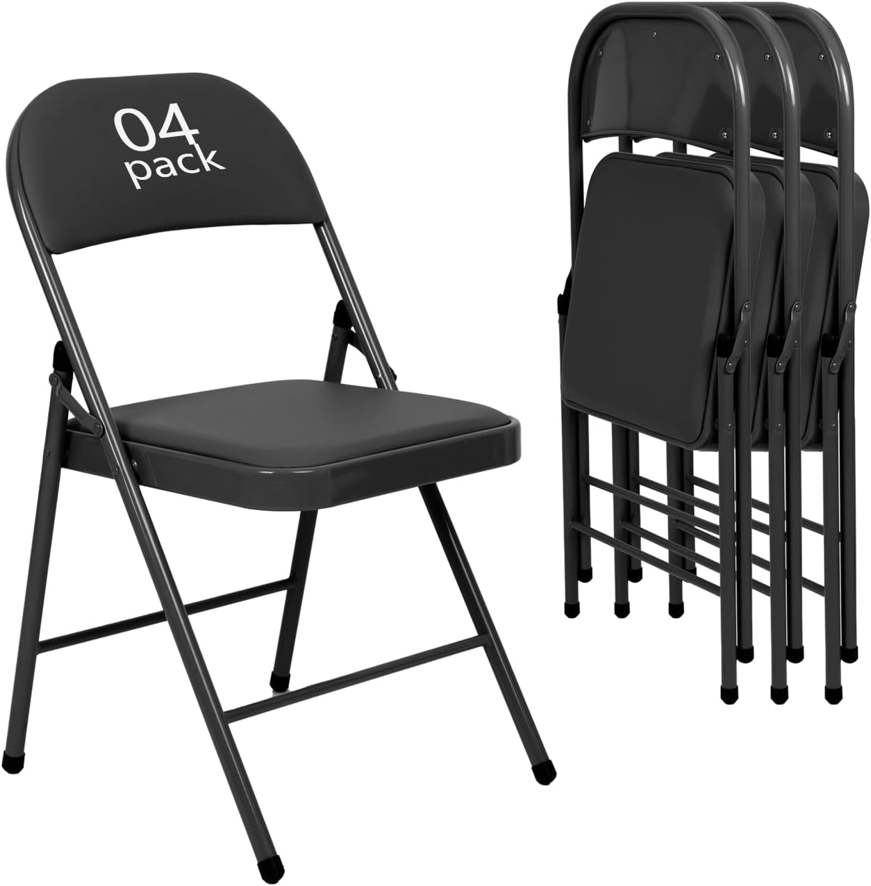 6 Pack Black Folding Chairs with Leather Chairs for Indoor and Outdoor Events Office Wedding Party Upholstered Chairs wourant