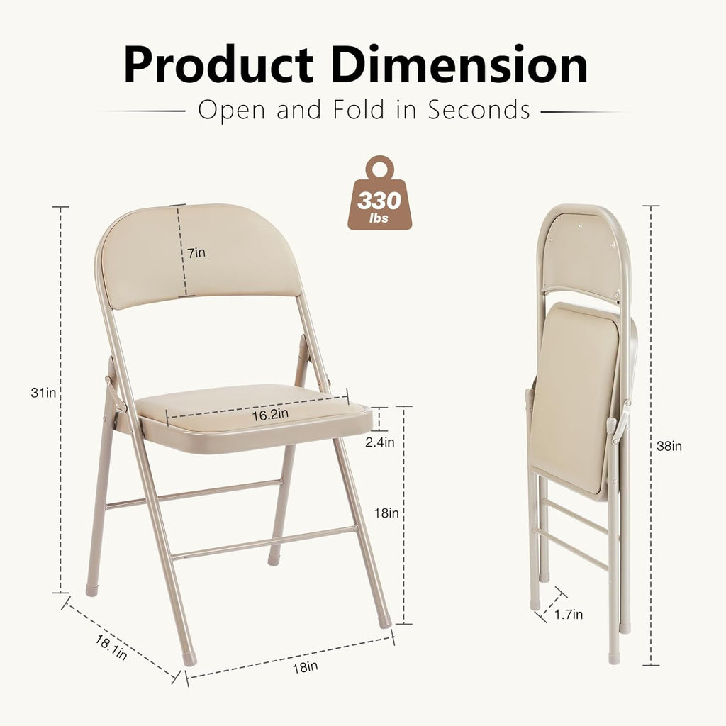 DUMOS 2 Pack Leather Padded Folding Chair, Indoor Outdoor Portable Stackable Commercial Seat wourant