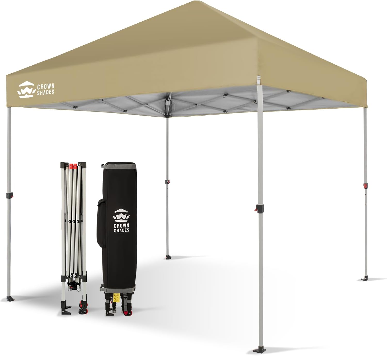 10x10 Pop-Up Awning - One-Click Installation Beach Tent - Outdoor Sunshade Silver Coated Top, 3 Heights and 4 Sand Pockets wourant