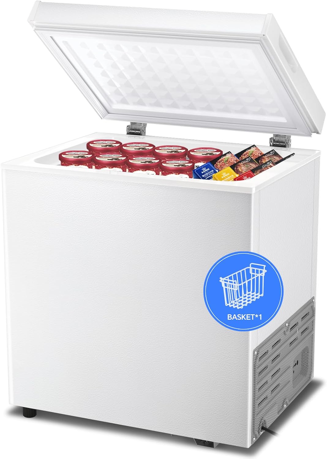 Kismile 3.5 Cubic Feet Chest Freezer Free Standing Top Open Door Compact Deep Freezer wourant