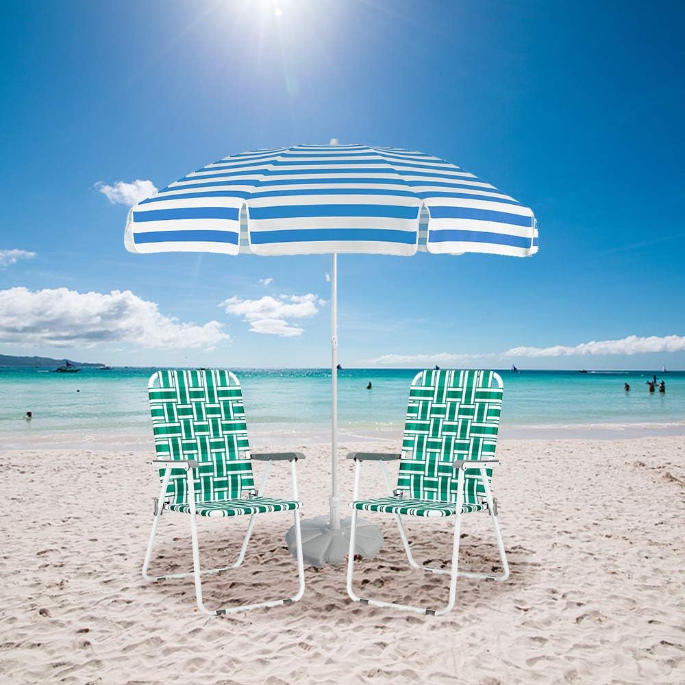 VINGLI Patio Lawn Webbed Folding Chairs Set of 2, Outdoor Beach Portable Lawn Chair Camping Chair Beach Chair wourant