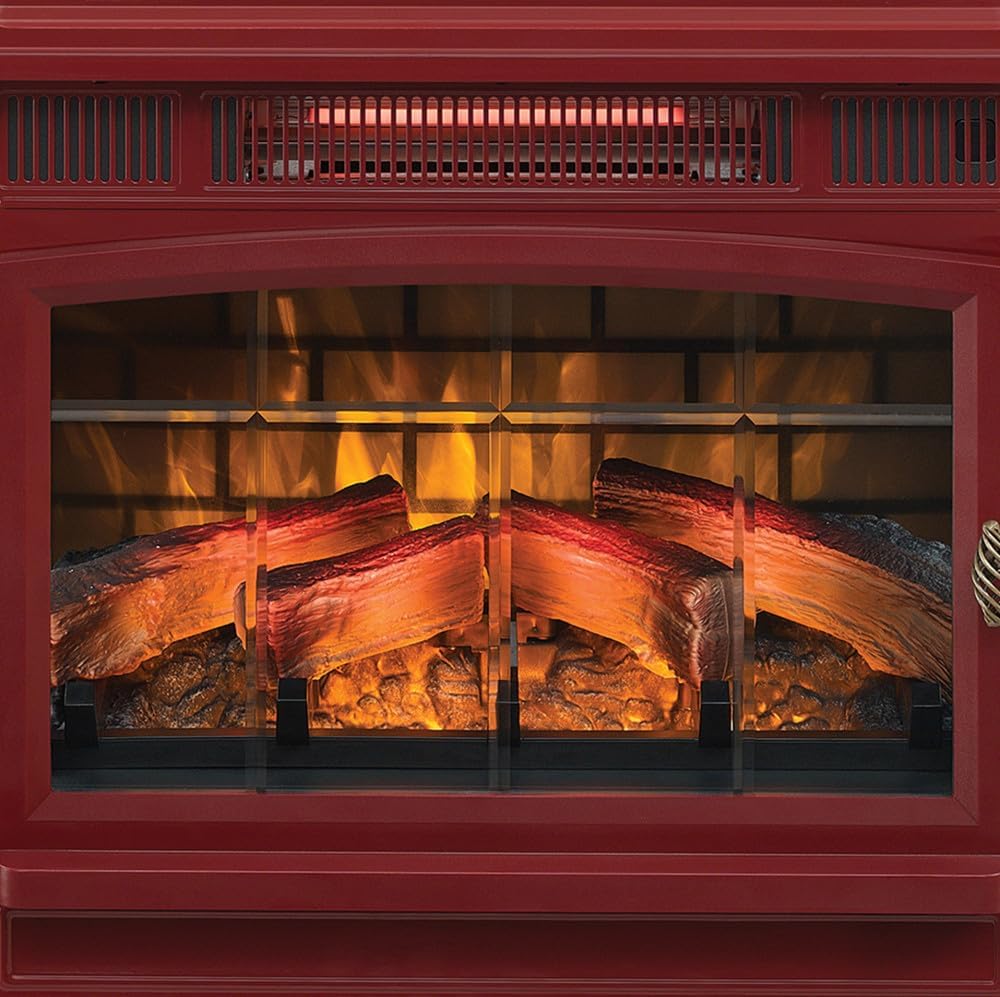 Freestanding Electric Fireplace Stove Heater with 3D Flame Effect for 1,000 Sq. Ft wourant