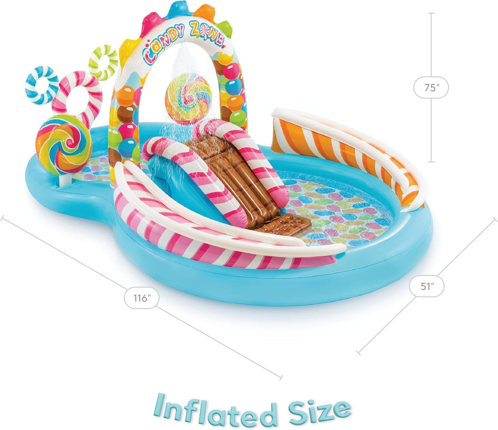 Intex 96" x 78" x 28" Inflatable Jungle Adventure Play Center Spray Kiddie Pool - Backyard Kids Water Slide, Outdoor Blow-Up Splash Pad for Toddlers wourant