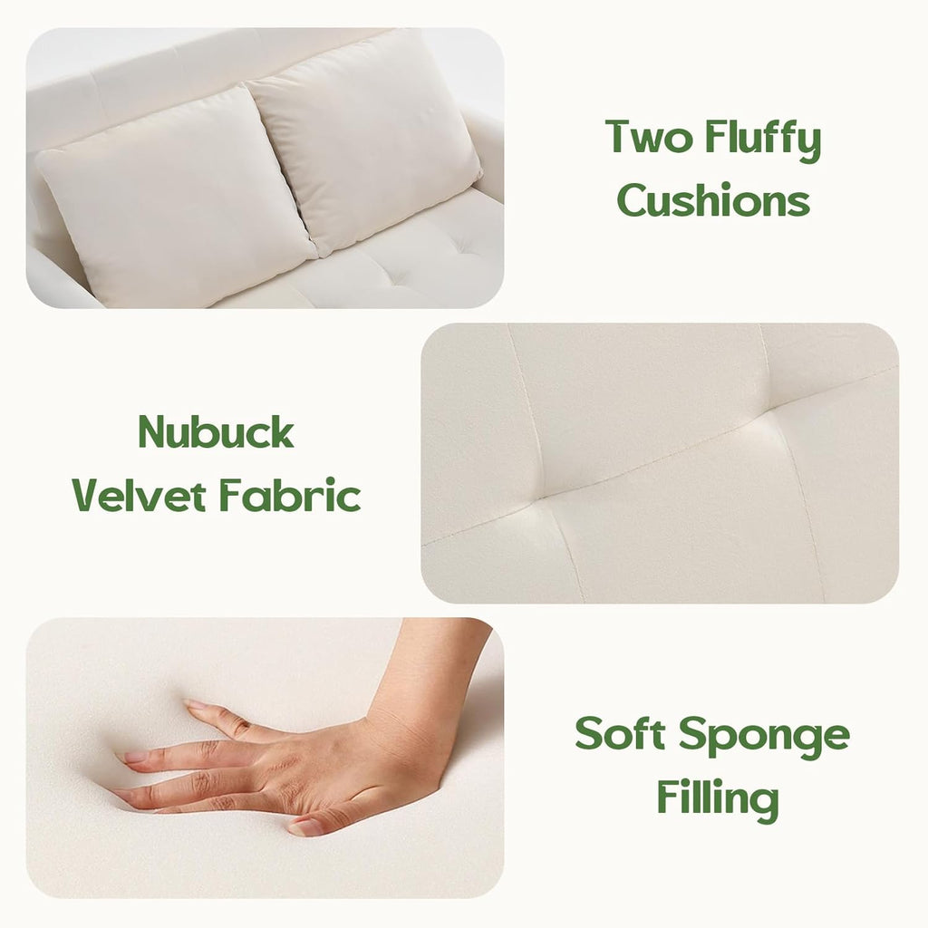 Sleeper Sofa Bed, 3 in 1 Convertible Sleeper Couch Bed Pull Out, Small Loveseat Sofa, Futon Sofa Bed Full Size, 46" Velvet Love Seat wourant
