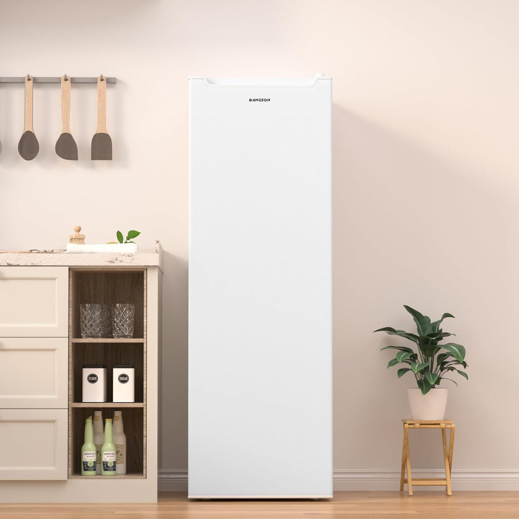 BANGSON Upright Freezer, 7.0 Cu.ft Stand Up Freezer, Convertible Upright Freezer/Refrigerator, Single Door for Kitchen,Garage, Office, Apartment, Silver wourant
