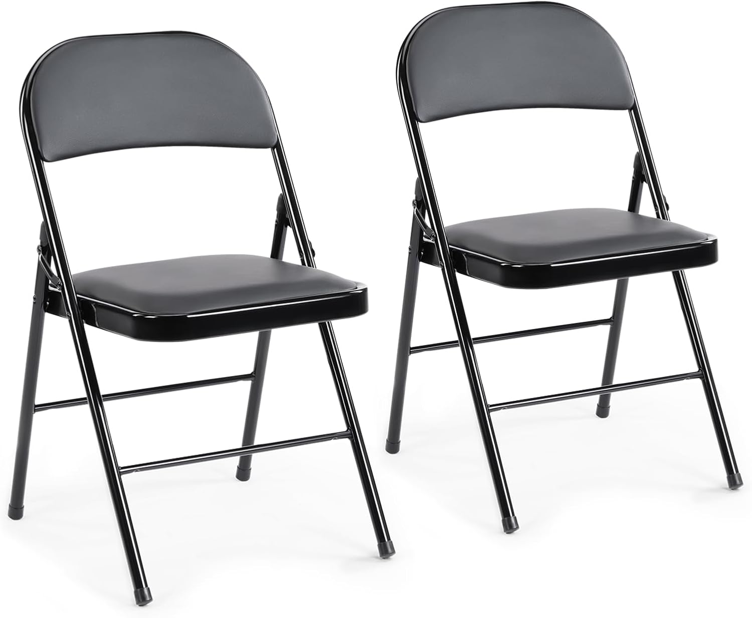 DUMOS 2 Pack Leather Padded Folding Chair, Indoor Outdoor Portable Stackable Commercial Seat wourant