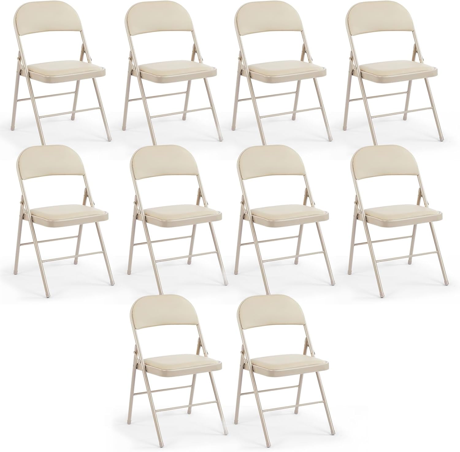 DUMOS 2 Pack Leather Padded Folding Chair, Indoor Outdoor Portable Stackable Commercial Seat wourant