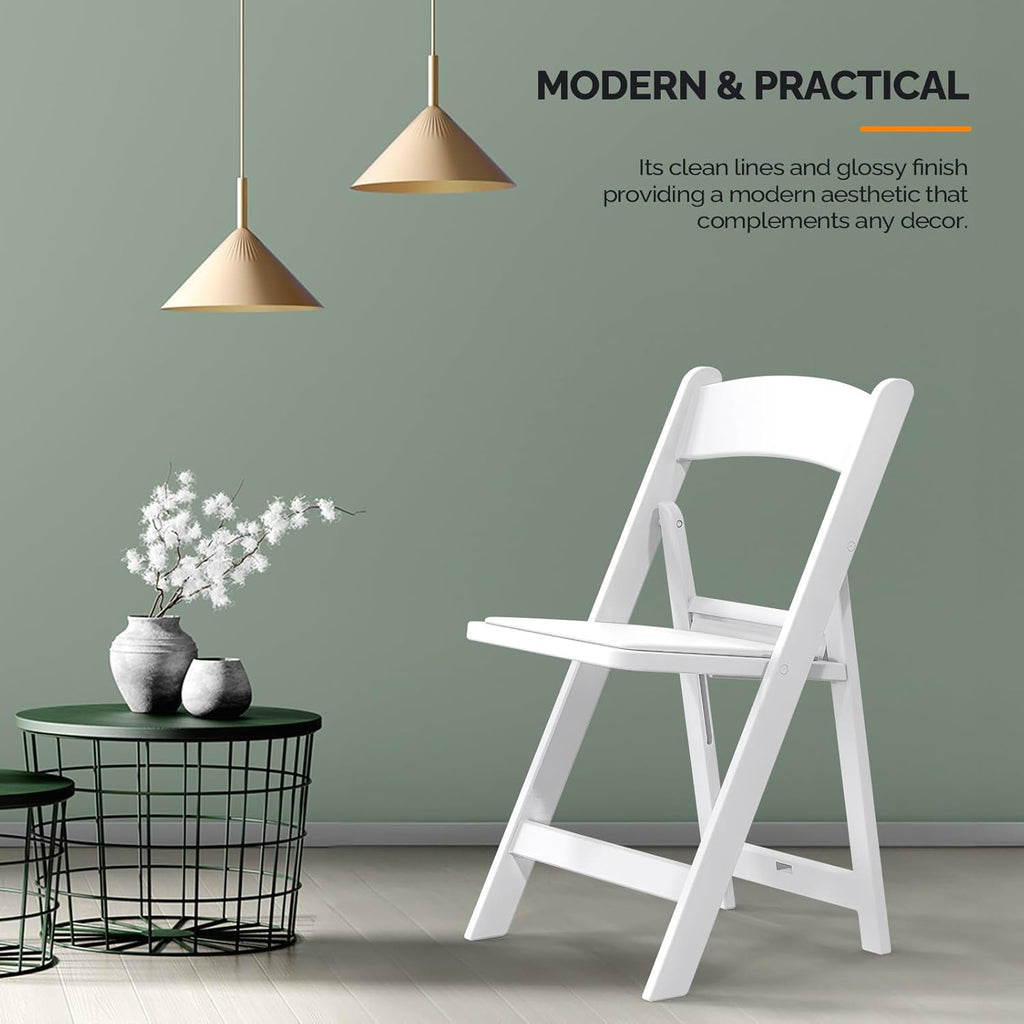 VINGLI Resin Folding Chair with Cushion Foldable Plastic Chair with Comfortable Cushioned Seat wourant