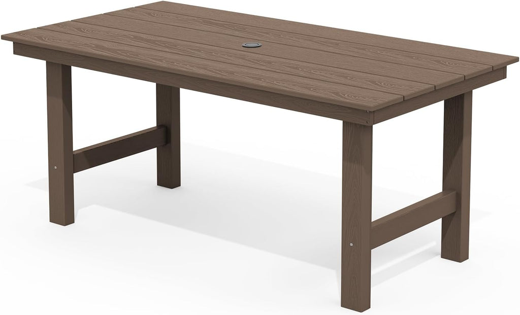 SERWALL Outdoor HDPE Dining Table Set 7 Piece Outdoor Dining Table Sets wourant