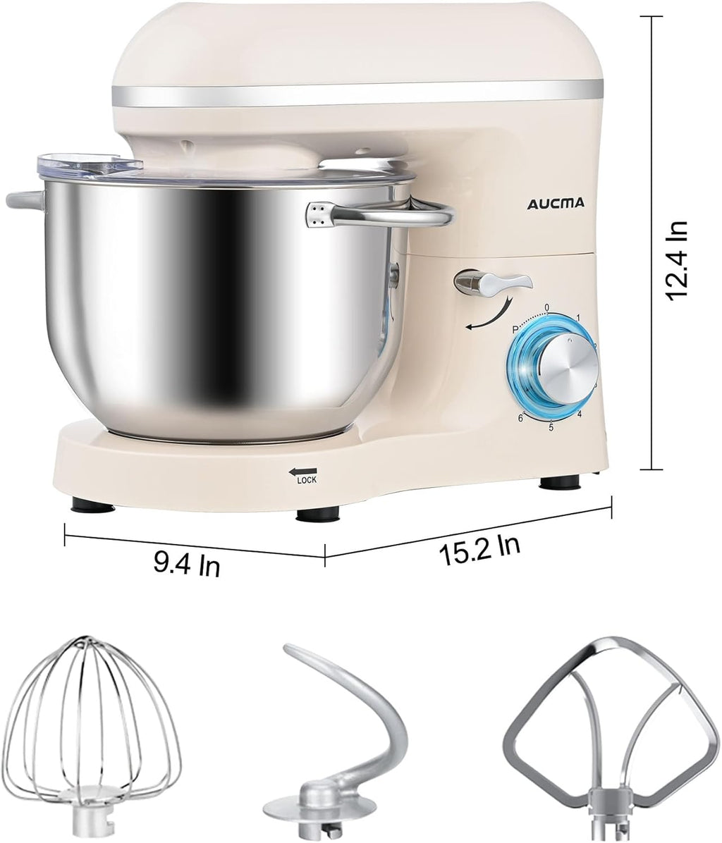 Aucma Stand Mixer,6.5-QT 660W 6-Speed Tilt-Head Food Mixer, Kitchen Electric Mixer with Dough Hook wourant