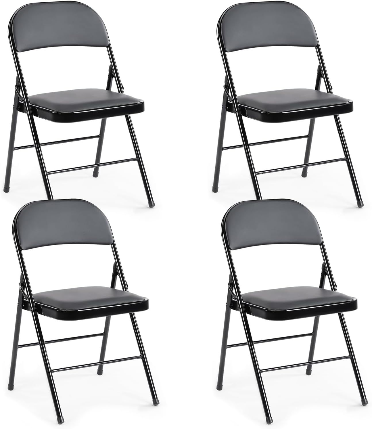 DUMOS 2 Pack Leather Padded Folding Chair, Indoor Outdoor Portable Stackable Commercial Seat wourant
