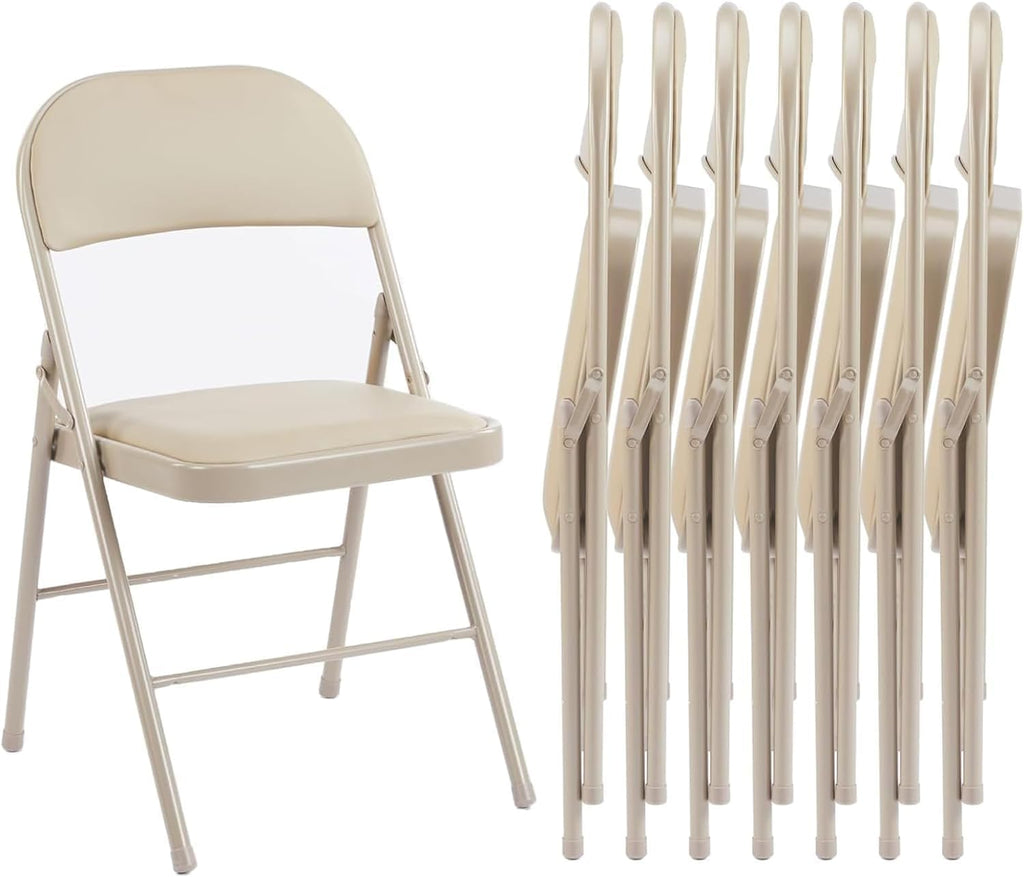 Sweetcrispy Folding Chair 12 Pack, Leather Padded Folding Chairs, Sturdy Metal Foldable Chairs wourant