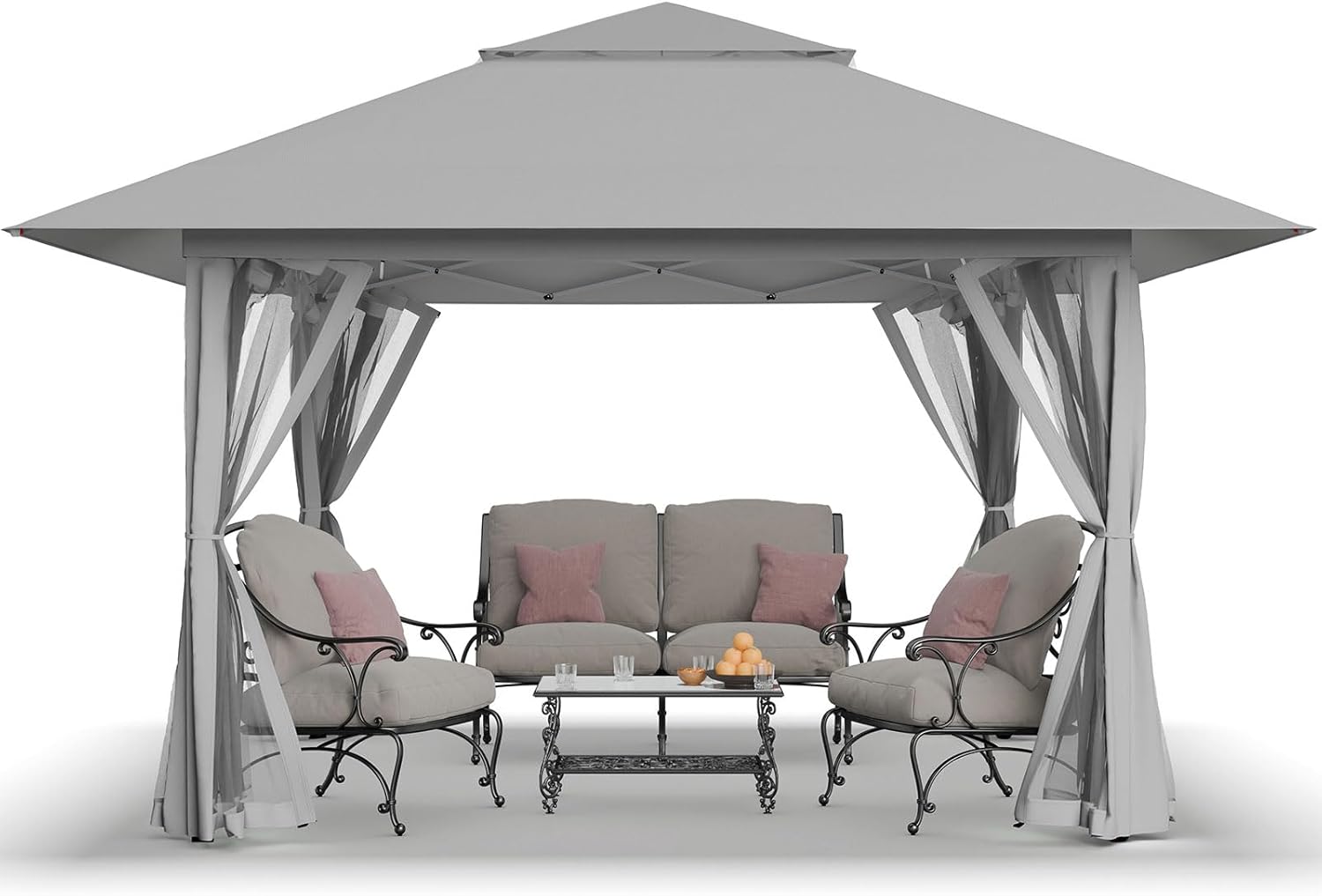 CROWN SHADES 13x13 Pop Up Gazebo, Canopy Tent, Gazebos on Clearance - Outdoor Gazebo for Backyard & Patio Furniture - Carpa Pop Up Tent with Wheeled STO-N-Go Cover Bag (White) wourant