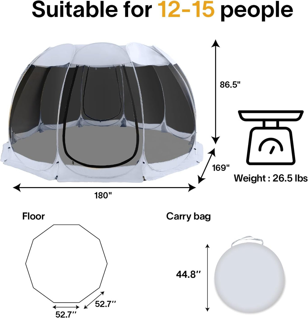 Screen gazebo, sleeps 6-10-15 people Igloo-style canopy tent with mosquito net on the sides Perfect for garden, patio, backyard wourant
