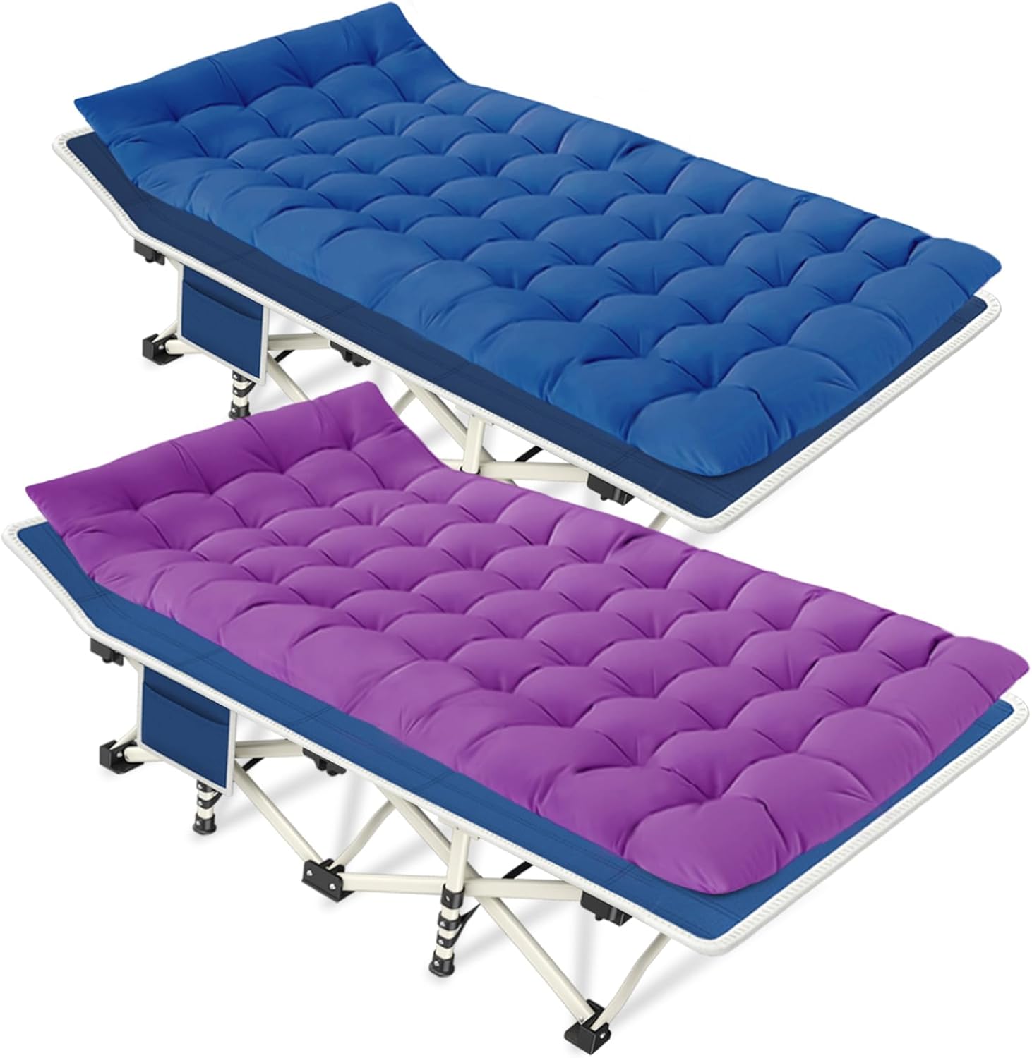 2-pack camping cots with mattresses, comfortable sleeping beds, adult camping cots, 2-person folding beds, heavy-duty sleeping beds wourant