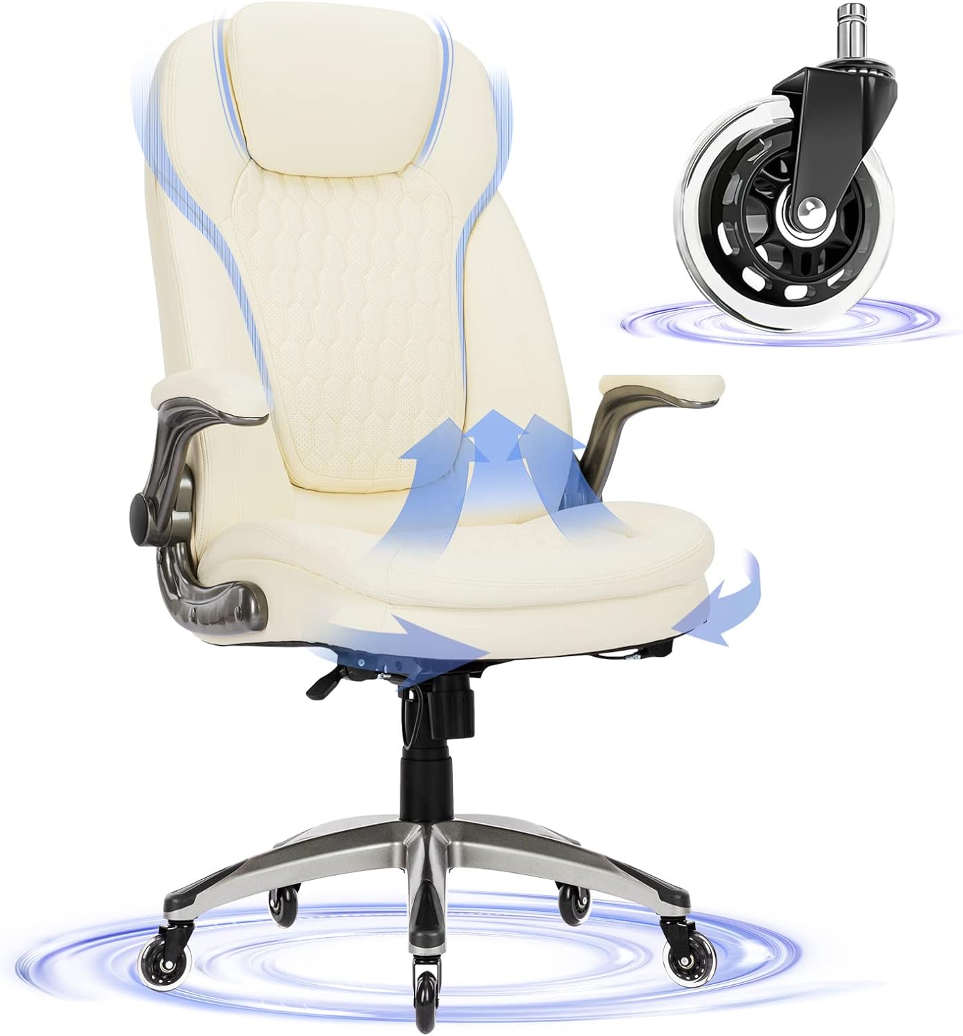 Executive Office Chair Computer Desk Chair Swivel Home Office Chair Upgraded Casters wourant