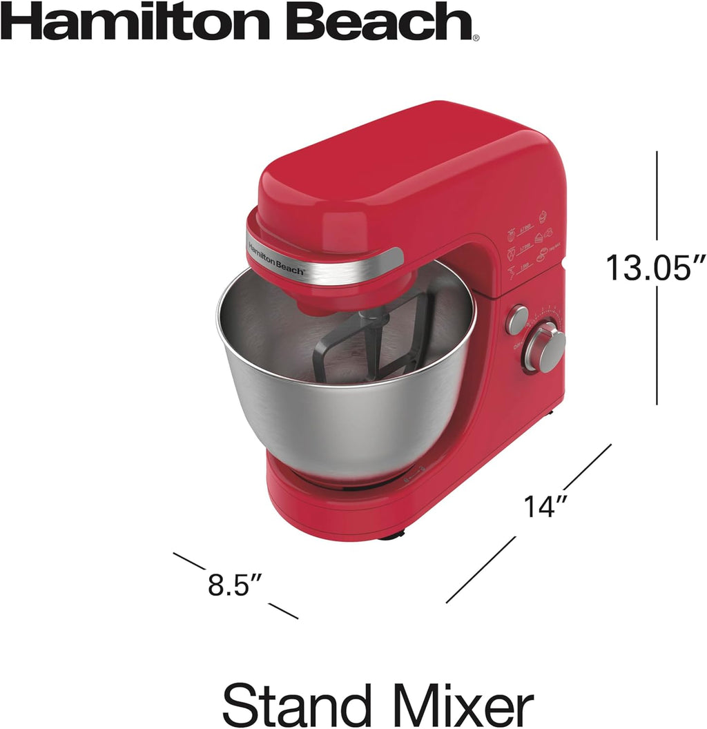 Hamilton Beach Electric Stand Mixer, 4 Quarts, Dough Hook, Flat Beater Attachments, Splash Guard 7 Speeds with Whisk, Black wourant