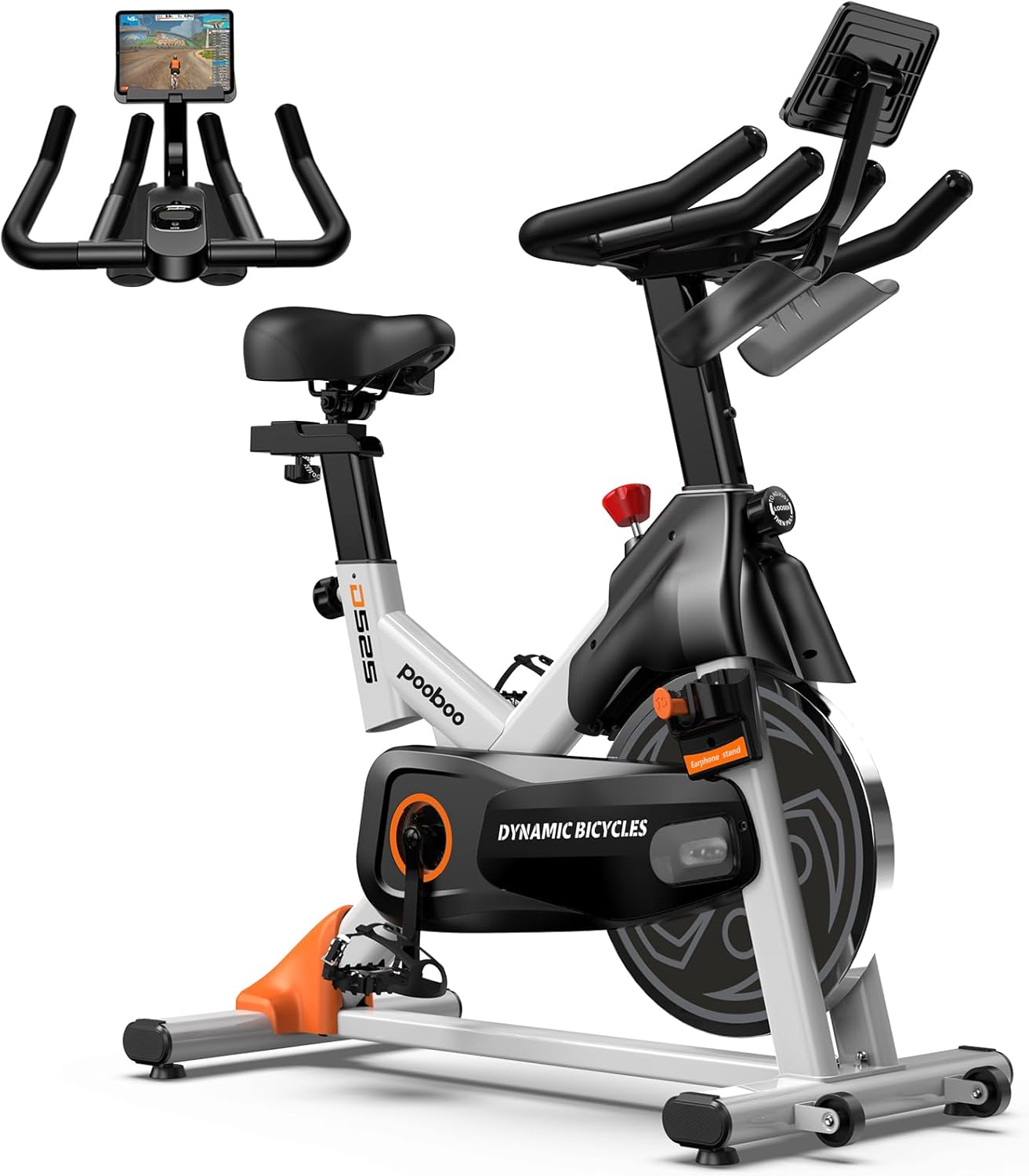 pooboo Exercise Bike, Adjustable Magnetic/Brake Pad Resistance Silent Belt Drive, Indoor Cycling Bike for Home Cardio, Fitness Stationary Bike with 350lbs/300lbs Weight Capacity &Upgraded Version Seat wourant