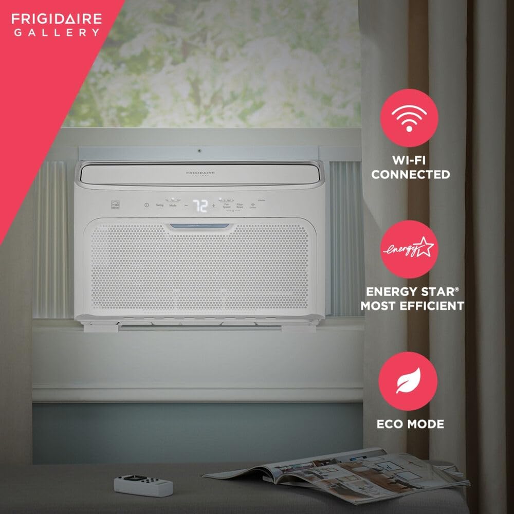 Frigidaire GHWQ103WC1 Inverter Quiet Temp Room Air Conditioner, 10,000 BTU with Wi-Fi Connected, Works with Alexa, Energy Star Certified, Easy-to-Clean Washable Filter, in White wourant
