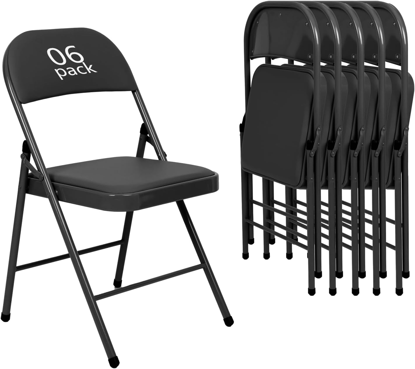 6 Pack Black Folding Chairs with Leather Chairs for Indoor and Outdoor Events Office Wedding Party Upholstered Chairs wourant