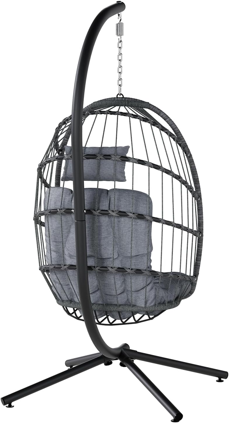 SWITTE Egg Chair Outdoor Indoor Wicker Hanging Egg Swing Chair 350lbs Capacity for Patio wourant