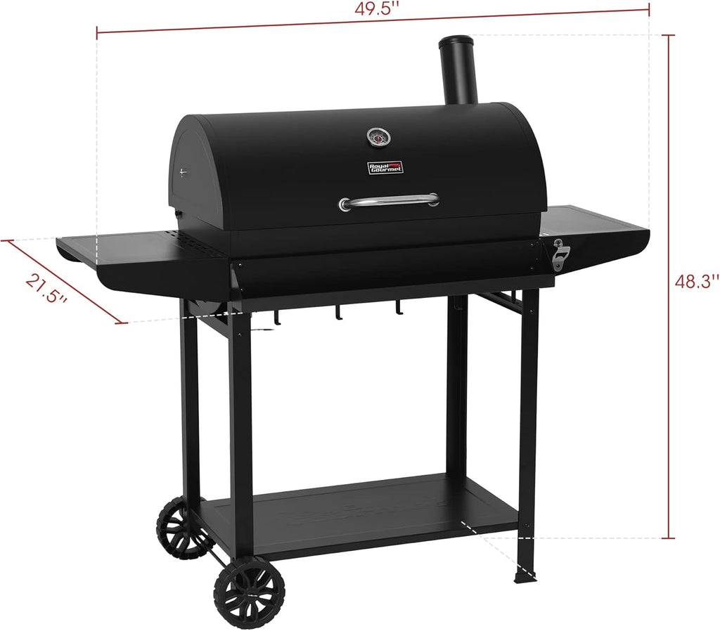 Royal Gourmet CC1830T 30-Inch Barrel Charcoal Grill with Warming Rack & Front Storage Basket, Outdoor BBQ Grill with 627 sq. in. Grilling Area for Backyard Barbecue Cooking Party, Black wourant