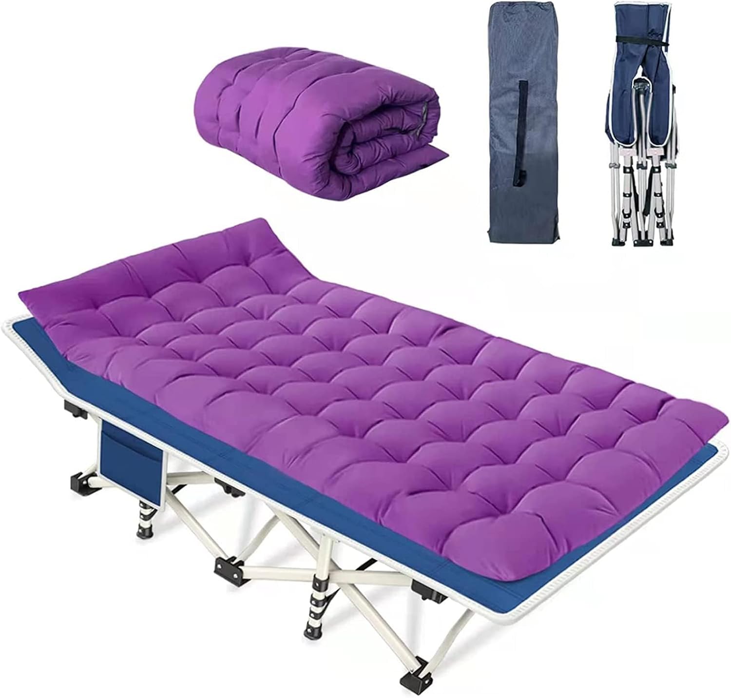 2-pack camping cots with mattresses, comfortable sleeping beds, adult camping cots, 2-person folding beds, heavy-duty sleeping beds wourant