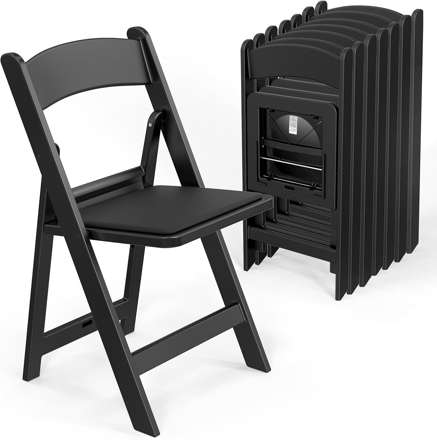 VINGLI Resin Folding Chair with Cushion Foldable Plastic Chair with Comfortable Cushioned Seat wourant