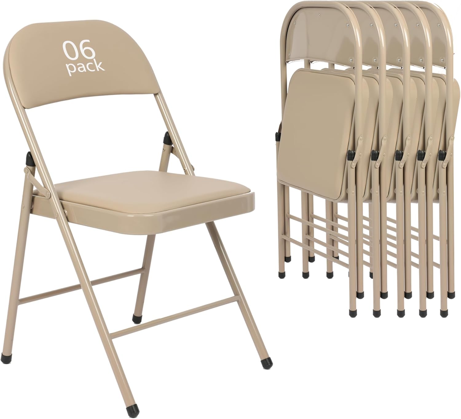 6 Pack Black Folding Chairs with Leather Chairs for Indoor and Outdoor Events Office Wedding Party Upholstered Chairs wourant